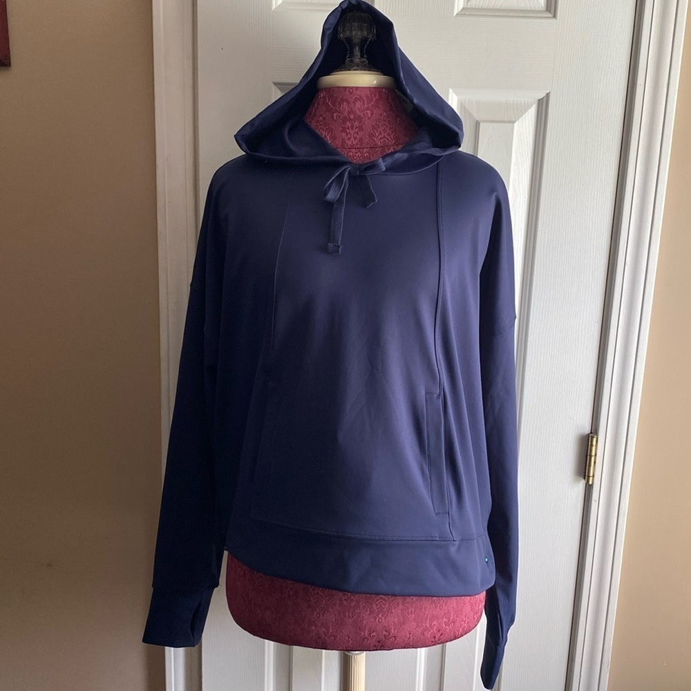 Women's Ideology Medium Navy Indigo Sea Pullover Hoodie With Pouch Pocket NWT